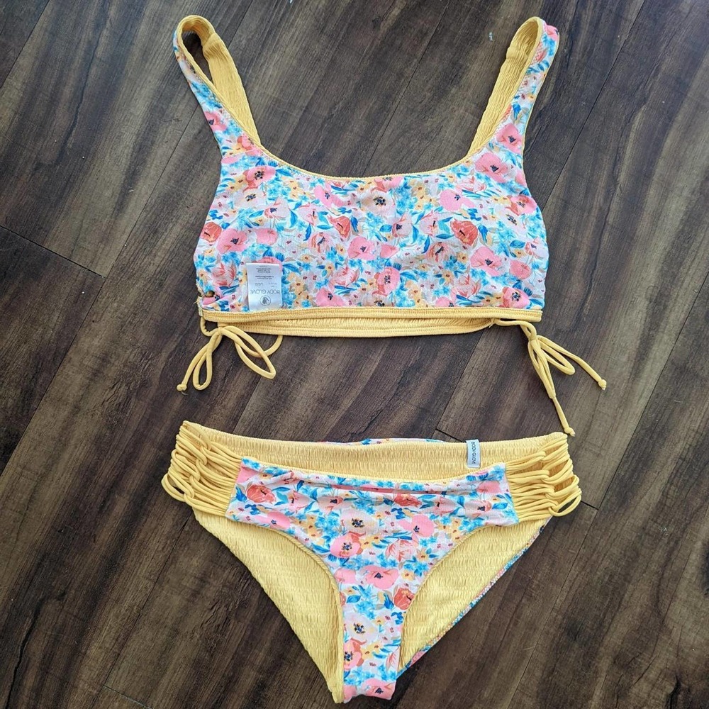 Body Glove Reversible Floral & yellow Seamless Bikini set